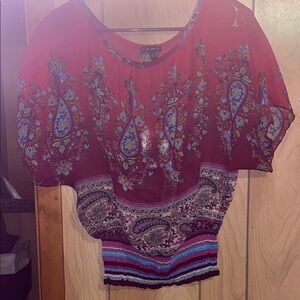 FANG Red Boxy Crop Blouse